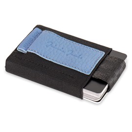 Jaimie Jacobs Nano Boy Mini Wallet, Mini Wallet Made of Textile, Small Wallet, Slim Wallet with Drawstring Card Holder, Mini Wallet, Card Holder for Men and Women, Grained leather dove blue,
