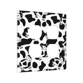 Nijuodnijir Outlet Covers Cute Cow Pattern Animal Spots 2 Gang Double Duplex Decorative Light Switch Covers Electrical Wallplates Socket Faceplate For Nursery Kids Room Decor