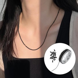 Stainless Steel Ball Chain,Ball Bead Chain 2mm Black Electroplated Roll Beads Roller Chains with 20 Matching Connectors for DIY Jewellery Making Key Chains and Craft Projects