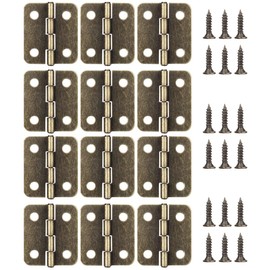 PAGOW 18MM Antique Brass Mini Hinges,12 Pack with Bronze Screws for Wooden Jewelry Box Cabinet Decorative