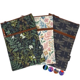 French KOKO 3-Piece Waterproof Book Carrier, Book Protector Pouch with Zipper Pocket and Handle, Paperback Protector Book Carrier Travel Book Cover Case Carrying Case