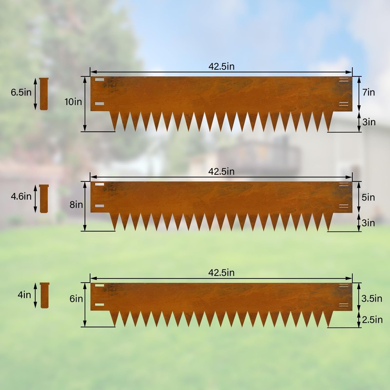 Ganeekiron Cor Ten Steel Landscape Edging, 8Hx40L-Inch Metal Garden Edging,