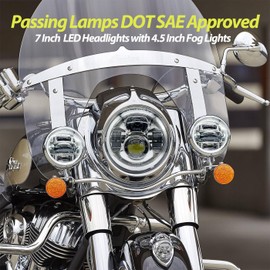 New 7 inch Motorcycle LED Headlight 4.5" Fog Passing Lights DOT SAE Approved for Harley Davidson Road King Street Electra Glide Ultra Limited Special CVO Tri Heritage Softail Deluxe Classic Switchback