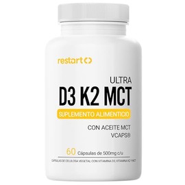 Restart Ultra D3 K2 MCT | Complejo de Vitamina D3 Vegana y K2 (MK-7) con Aceite MCT | Sinergia de Máxima Absorción y Biodisponibilidad | GMP | 60 Cáps