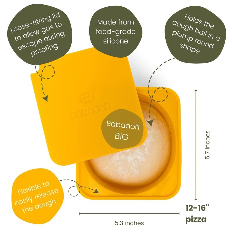 Babadoh BIG Silicone Pizza Dough Proofing Containers with Lids |