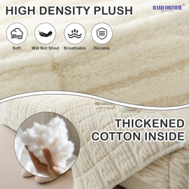 HANDONTIME Couch Cover for Dogs Washable, Fuzzy Sofa Cover for Pets Geometric Jacquard Non-Slip Couch Protector for Dogs Pet-Friendly Sectional Cushion Covers Pet Furniture Cover (Beige,35.4" x 82.7")