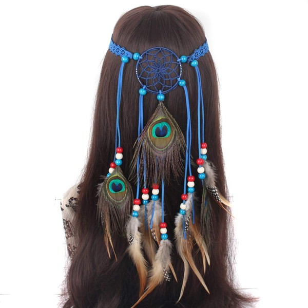 Amorar Women's Bohemian Feather Headband Boho Indian Hair Band Hair Accessories Hair Hippie Evening Party Halloween Carnival Headbands Headband