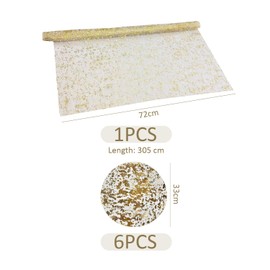 MAXQUU 1 Piece Of Golden Glitter Tablecloth, 6 Piece Of Golden Cover Pads, Romantic Dining Table Decorations, Dining Table Decorations, Suitable For Parties.