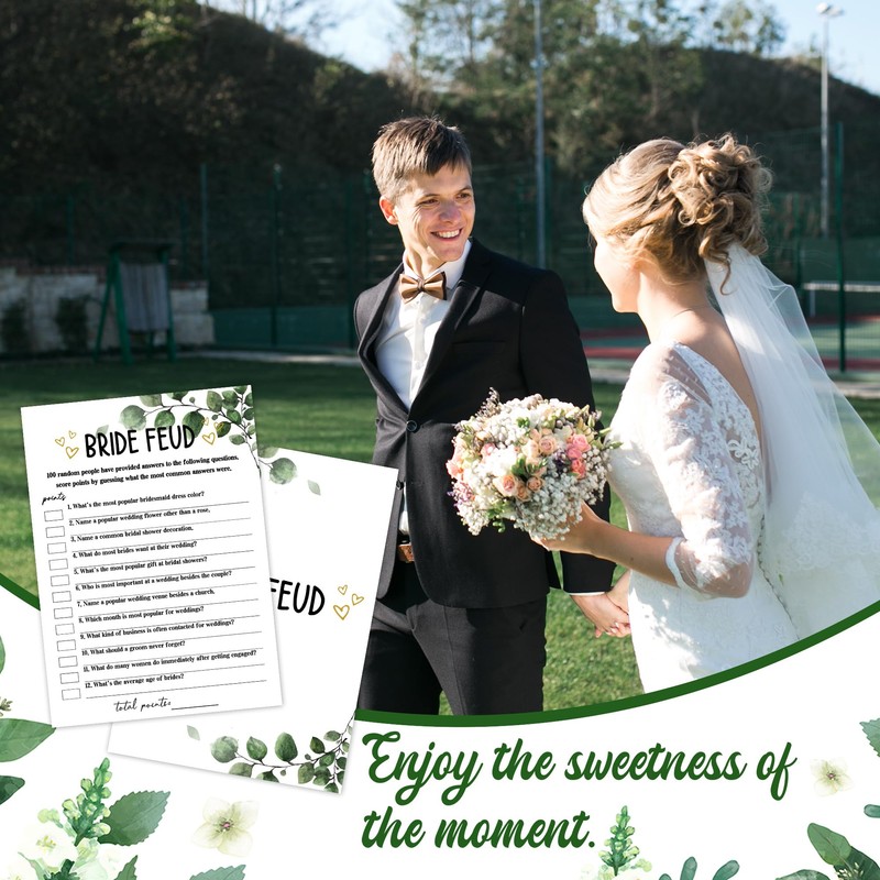 Bridal Shower Games - Greenery Engagement Party Game Cards For