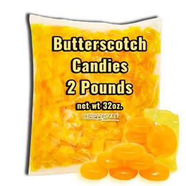 Butterscotch Hard Candies. (2 Pound Bag) of Individually Wrapped and Sealed Candy. (2 lbs.)