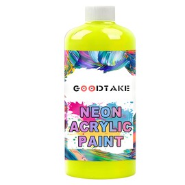 GOODTAKE Neon Acrylic Paint | 4 oz Bottles | Student Neon Colors Acrylics Painting | Non-Toxic | Neon Yellow Paints for Canvas, Paper, Rocks| Art & Craft Paints for Artists, Kids (Neon Yellow, 4 Fl Oz)