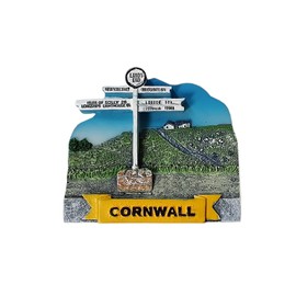 Thomas Benacci Cornwall Land's End Signpost Fridge Magnet - Distances to John O'Groats Isles of Scilly Longships Lighthouse New York London Australia - UK British English Cornish Souvenir