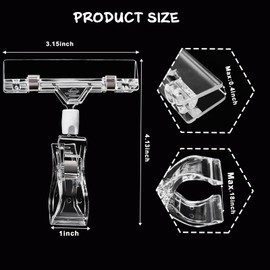 12 Pcs Clear Sign Holder Clips for Display, Rotatable Double Sided Clip, Plastic Price Rack Shelf Clips, Swivel Sign Clips for Sale Retail Display,Merchandising Pop Clips for Retail Rack, Baskets