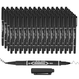 PATIKIL Twin Tip Permanent Marker, 60Pcs Dual Tip Permanent Makers with Fine and Ultra Fine Point for Signature and Marking, Black