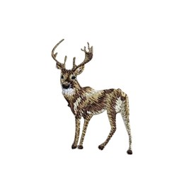Realistic Deer, White Tail Buck, Full Body, Standing, Animals, Embroidered, Iron on Patch (2" Deer)