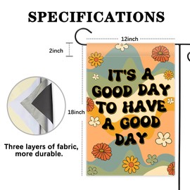 Avezano Groovy Floral Garden Flags Retro Daisy It's A Good Day To Have A Good Day Yard Flag Double Sided Spring Summer Outdoor Holiday Funny Decor Flag 12x18 Inch