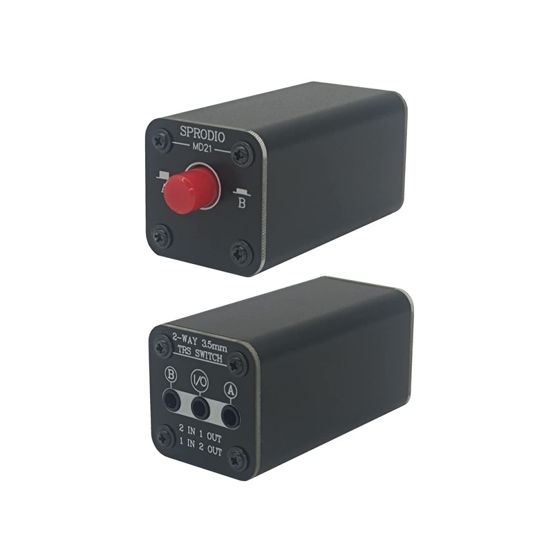 SPRODIO 2 Port Stereo 3.5mm Audio switcher selector Box Passive
