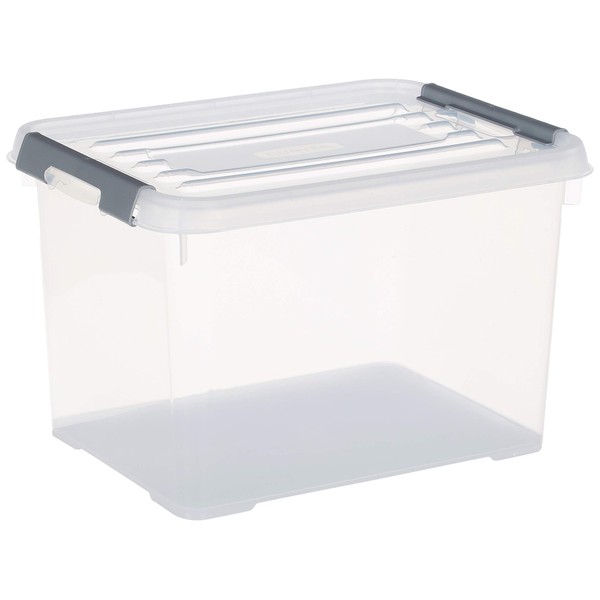 Allibert "Handy Plus Storage Box with Lid, Transparent/Silver, 20 Litre