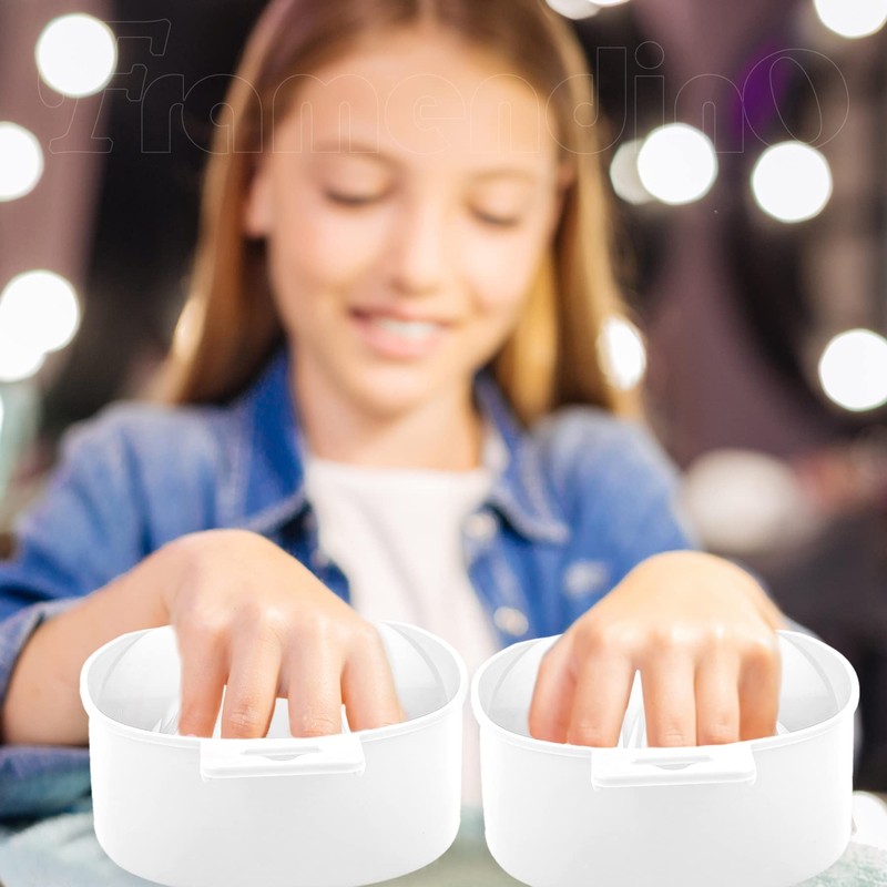 Framendino, Paquete de 2 bandejas de remojo de uñas blancas,