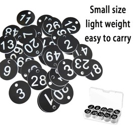 Plastic Table Number Tags 1-200 Engraved Waterproof with Key Rings, Durable Small ID Discs for Restaurants Cafes Bars Hotels Cloakroom Events Party Table Numbers