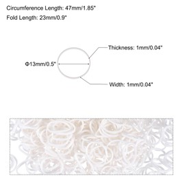 sourcing map Rubber Band White Stretchable Rubber Elastic Band 0.5inch Dia with S-Clips for Home Office, Pack of 600