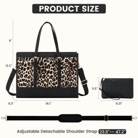 LOVEVOOK Laptop Bag for Women 15.6 inch Canvas Laptop Tote Bag, Large Capacity Work Bag with Clutch Purse, Computer Bag Office Business Briefcase, Casual Handbag for Travel College Teacher School