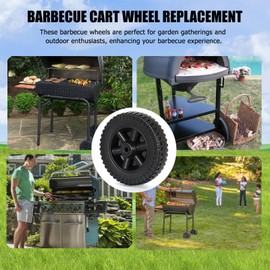 Grill Wheels, 6 Inch BBQ Grill Wheels, Gas Grill Wheels, Plastic Grill Wheels, Plastic Grill Wheels, Replacement Parts for Grill Wheels, Grill Wheels Parts, BBQ Grill Wheel, Pack of 2