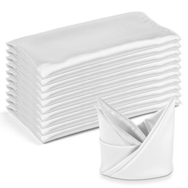 Mkobon 10 Pack Cloth Napkins, 17x17 Inch, White Table Napkins for Dinner, Polyester, Absorbent, Hemmed Edges, Washable, Reusable for Wedding, Party, Restaurant, Hotel
