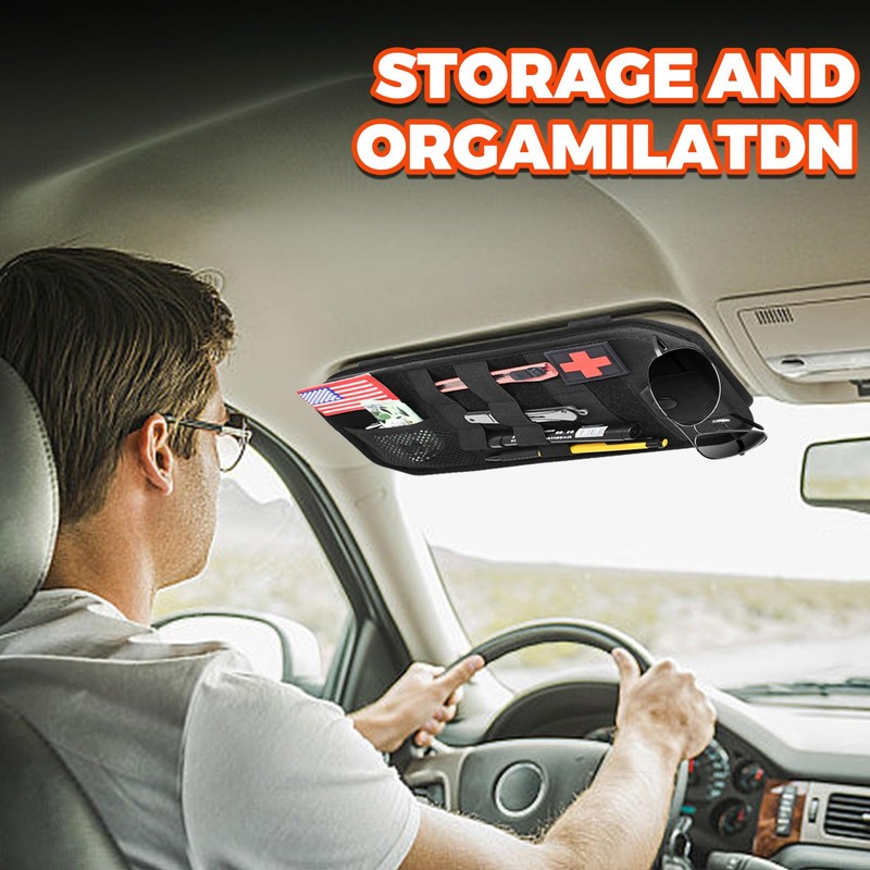 1000D Sun Visor Organizer with Zipper Visor Storage Pouch, Car