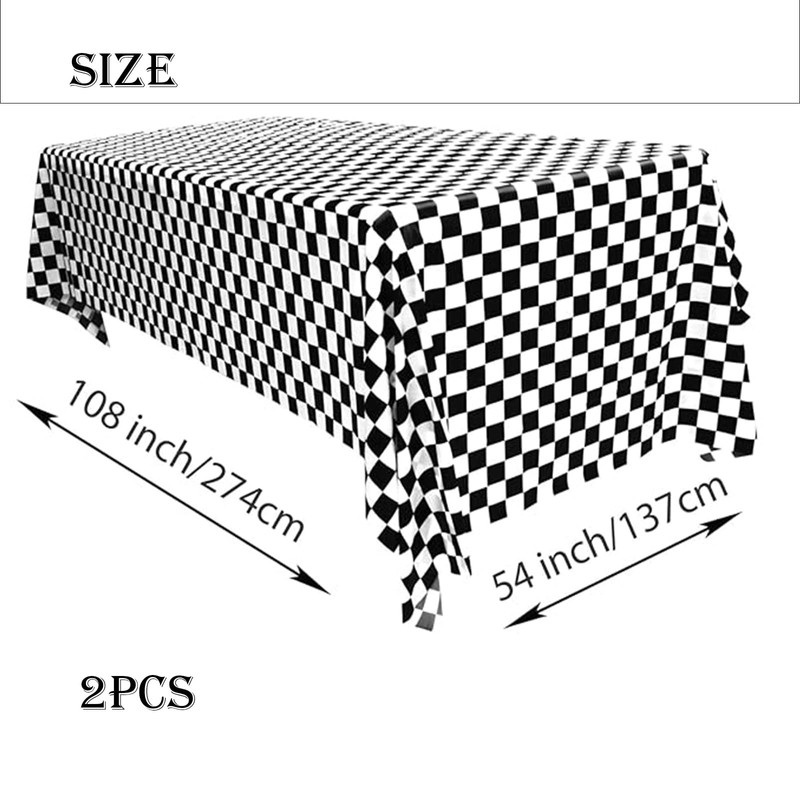 2pcs 137 x 274cm Black White Checkered PVC Table Cloth