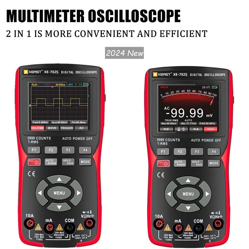 Handheld Oscilloscope, 9999 Counts Digital Multimeter, 3-in-1 Universal Tester, 10MHz