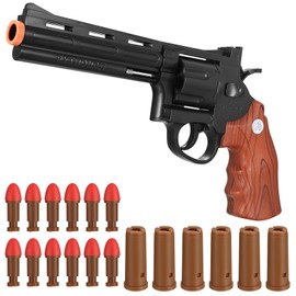 Toy Guns with 12 Soft Bullets, Toy Pistol Cap Gun, Foam Dart Blaster with 6 Shell Ejecting, Soft Foam Blasters, Gifts for Boys Kids Girls Ages 6 7 8 9 10 11 12+(Brown)