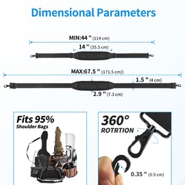 FIEIL 67inch Silica Gel Shoulder Strap, Replacement Laptop Strap, with Cushioned Shoulder Pad and Metal Swivel Hooks, Fits Duffle, Messenger, Luggage, Camera, Gym Bag(Anti-Slip Texture)