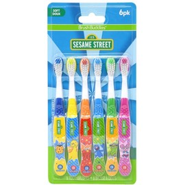 Brush Buddies Sesame Street Toothbrushes for Kids, Soft Bristle Toddler Toothbrushes Ages 2-4, Fun Sesame Street Designs, 6-Count Set