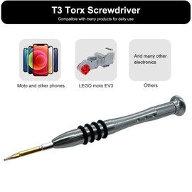 Torx Screwdriver T3, Mini Screwdriver compatible with phone Toys electronics, Magnetic, Lightweight, S2 Steel, Smooth Turning Cap, Anti Slip Grip