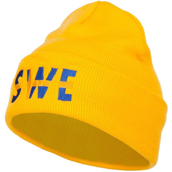 e4Hats.com Sweden SWE Flag Embroidered Long Beanie - Yellow OSFM