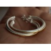 Designer Inspired 44mm Two Tone Crossover Hoop Earrings