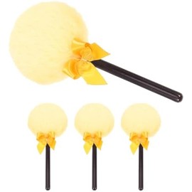 Borla de Maquillaje Agradable y Esponjosa Dorada de Felpa 4 Piezas Rostro y Cuerpo, Diseño Portátil para Viaje, Aplicación Uniforme, Adecuado para Piel Sensible