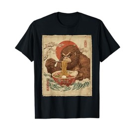 Bigfoot Eating Ramen Japanese Cryptid Sasquatch Ukiyo-e T-Shirt