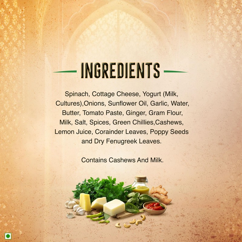 Kitchens Of India Ready To Eat Palak Paneer, Spinach &