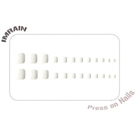 IMRAIN Solid Color White Press on Toenails Short Square Glossy Fake Toenails Acrylic False Toe Nails Glue on Toenails 24Pcs