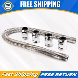 VEHITO Universal Water Hoses Adapter Coolant Radiator Hose Kit With 4Pcs Chrome Caps