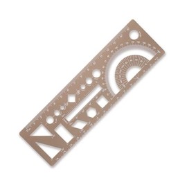 Zotemo Multi-Purpose Drafting Template, Metal Geometry Ruler Set, Circle Drawing Template with Laser etcted Scale (Gold)