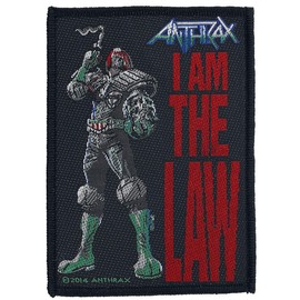 Anthrax I Am The Law Unisex Patch Multicoloured 100% Polyester Band Merch, Bands, Black, One Size