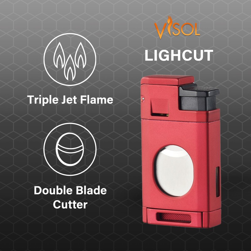 Visol LighCut Butane Torch Lighter Triple Flame Refillable Gas Lighter,