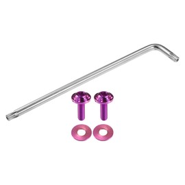 Partuto 1 Set 1/4 Inch M6 Universal Anti-Theft Security Number Plate Screws - Car Safety Bolt Fasteners for Number Plate Holder with 2 Washers - Titanium Alloy Purple