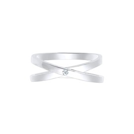 Elli Diamonds Women's Wrap Ring Cross Diamond (0.015 ct.) in 925 Sterling Silver, Silver, Diamond