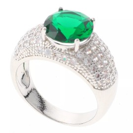 neXxtten Silver Tone Copper Metal Rhodium Plated Ring With Cubic Zirconia JWZ1596-GN9