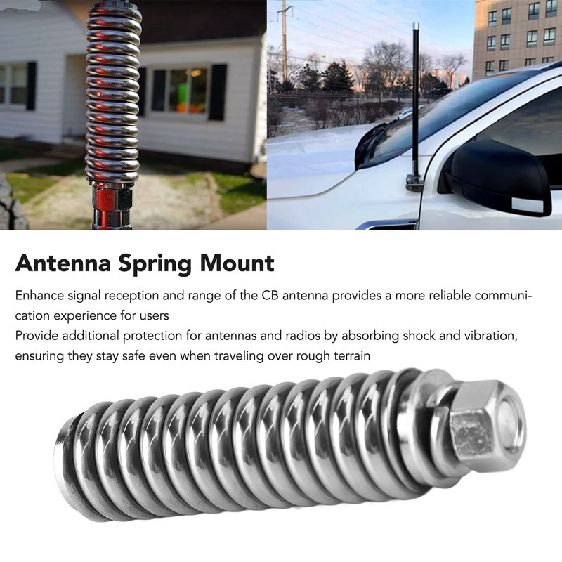 Antenna Spring Mount Silver Shockproof Protective Signal Reception Improvement Flexibility