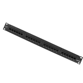 Leviton 5G596-U24 Universal GigaMax Cat 5e 24-Port Patch panel with Cable Management Bar , Black
